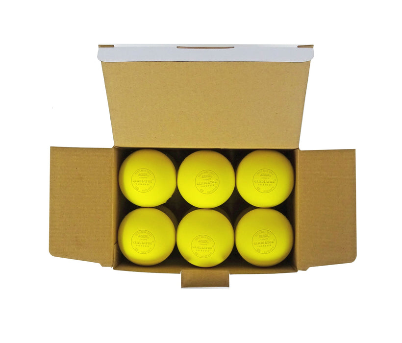 Gladiator Lacrosse BOX OF 12 OFFICIAL LACROSSE GAME BALLS – YELLOW – MEETS NOCSAE STANDARDS, SEI CERTIFIED