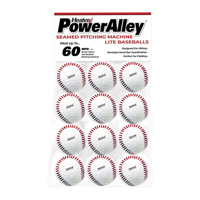 Heater PowerAlley Seamed 60 MPH White Lite Baseballs