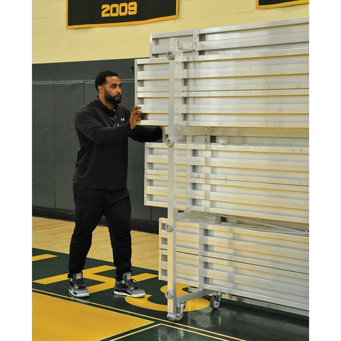 Jaypro Bleacher - 15 ft. (2 Row - Double Foot Plank) - Tip & Roll (Indoor) BLDP-2TRG