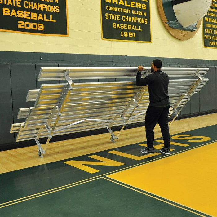 Jaypro Bleacher - 15 ft. (2 Row - Double Foot Plank) - Tip & Roll (Indoor) (Powder Coated) BLDP-2TRGPC