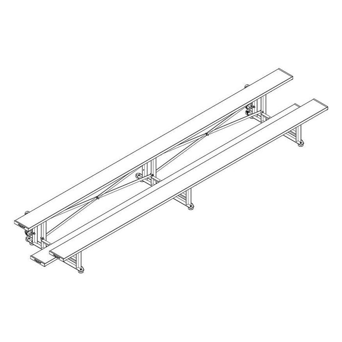 Jaypro Indoor Bleacher - 15 ft. (2 Row - Single Foot Plank) - Tip & Roll BLCH-2TRG