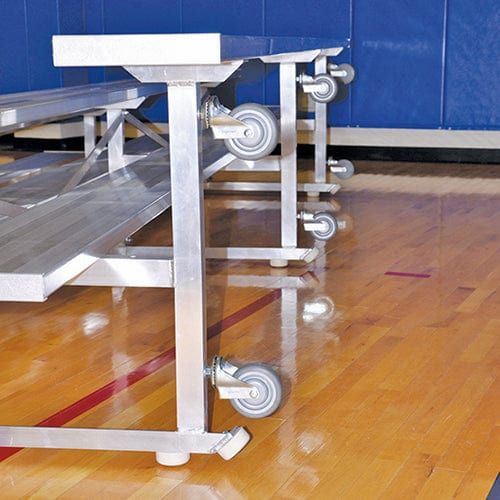 Jaypro Indoor Bleacher - 15 ft. (2 Row - Single Foot Plank) - Tip & Roll BLCH-2TRG