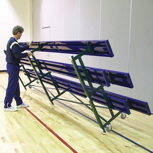 Jaypro Indoor Bleacher - 15 ft. (2 Row - Single Foot Plank) - Tip & Roll (Powder Coated) BLCH-2TRGPC