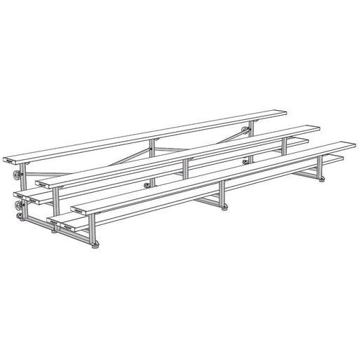 Jaypro Indoor Bleacher - 15 ft. (3 Row - Double Foot Plank) - Tip & Roll BLDP-3TRG