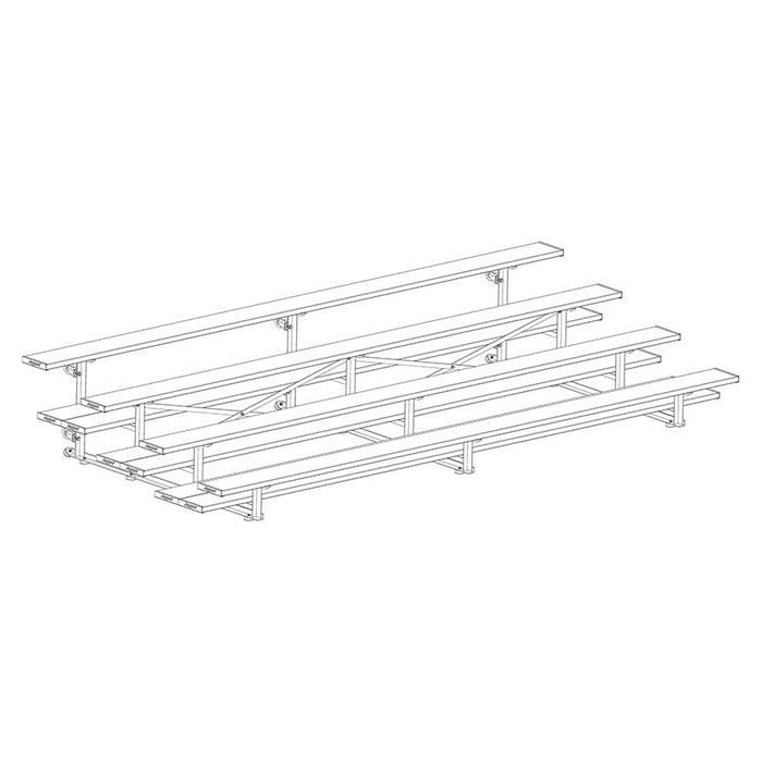 Jaypro Indoor Bleacher - 15 ft. (4 Row - Double Foot Plank) -Tip & Roll BLDP-4TRG