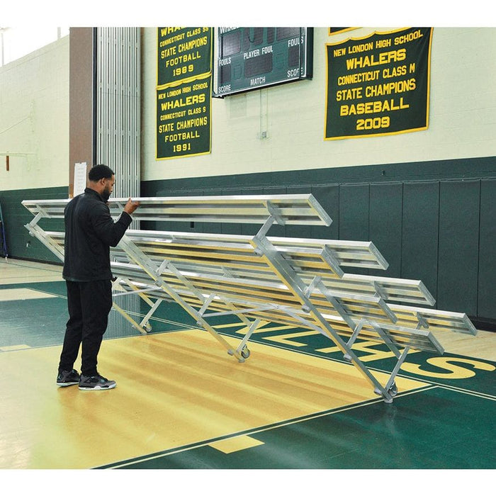 Jaypro Indoor Bleacher - 15 ft. (4 Row - Single Foot Plank) - Tip & Roll BLCH-4TRG