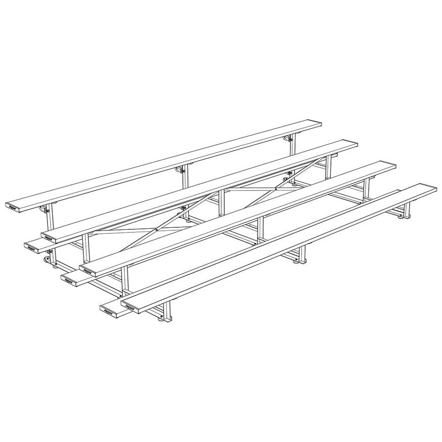 Jaypro Indoor Bleacher - 15 ft. (4 Row - Single Foot Plank) - Tip & Roll BLCH-4TRG