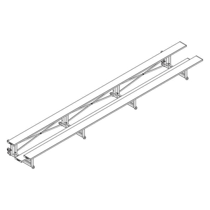 Jaypro Indoor Bleacher - 21 ft. (2 Row - Single Foot Plank) - Tip & Roll BLCH-221TRG