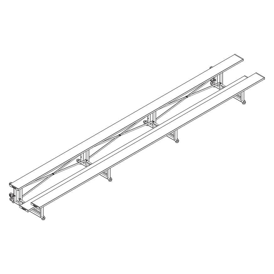 Jaypro Indoor Bleacher - 21 ft. (2 Row - Single Foot Plank) - Tip & Roll BLCH-221TRG