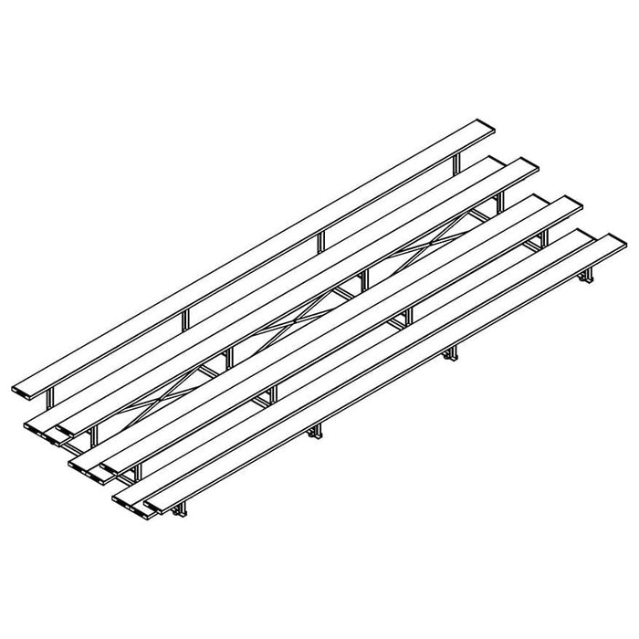 Jaypro Indoor Bleacher - 21 ft. (4 Row - Double Foot Plank) - Tip & Roll BLDP-421TRG