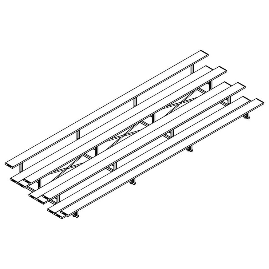 Jaypro Indoor Bleacher - 21 ft. (4 Row - Double Foot Plank) - Tip & Roll BLDP-421TRG