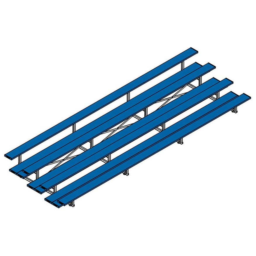 Jaypro Indoor Bleacher - 21 ft. (4 Row - Double Foot Plank) - Tip & Roll (Powder Coated) BLDP-421TRGPC