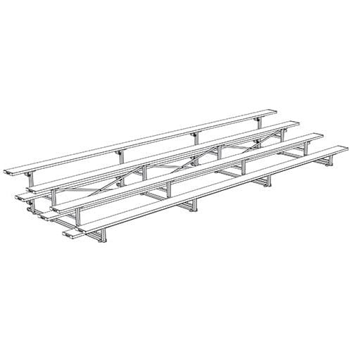 Jaypro Indoor Bleacher - 21 ft. (4 Row - Single Foot Plank) - Tip & Roll BLCH-421TRG