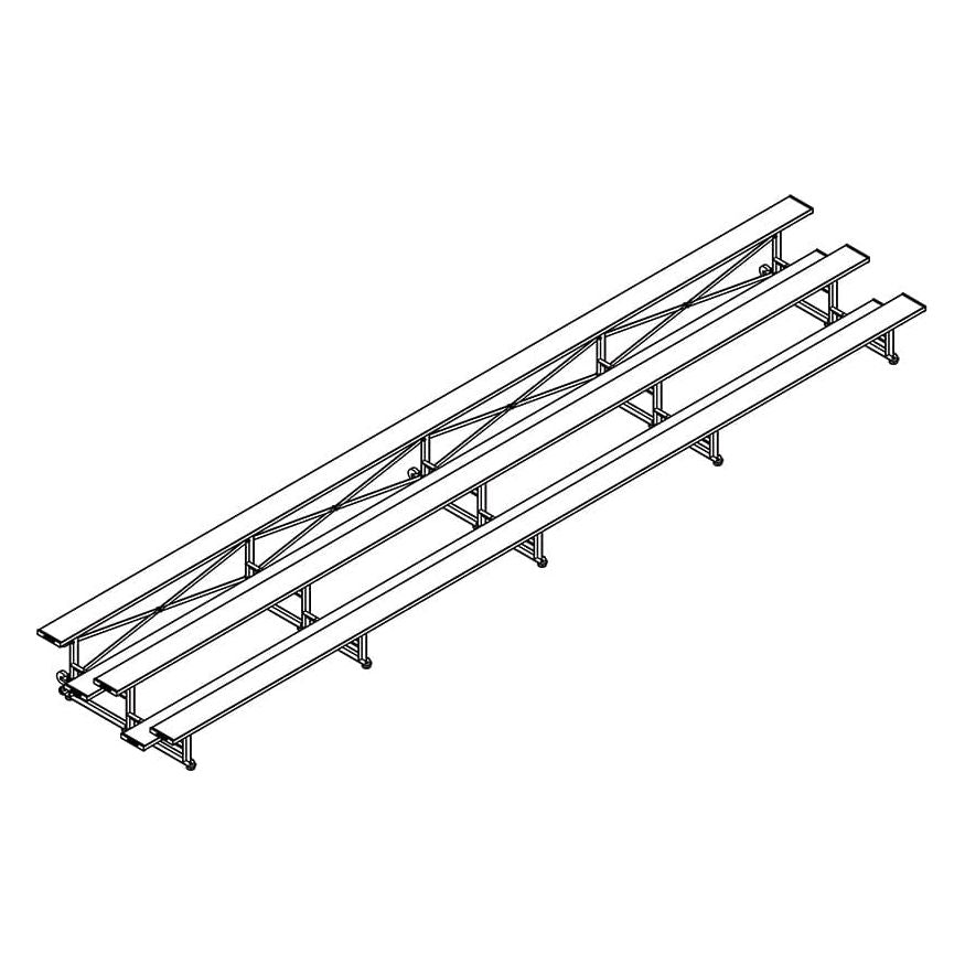 Jaypro Indoor Bleacher - 27 ft. (3 Row - Single Foot Plank) - Tip & Roll BLCH-327TRG