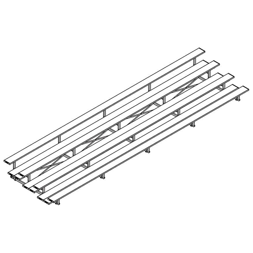 Jaypro Indoor Bleacher - 27 ft. (4 Row - Double Foot Plank) - Tip & Roll BLDP-427TRG