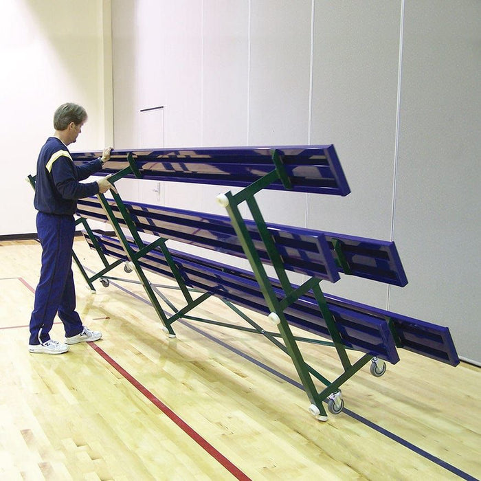 Jaypro Indoor Bleacher - 27 ft. (4 Row - Single Foot Plank) - Tip & Roll BLCH-427TRG