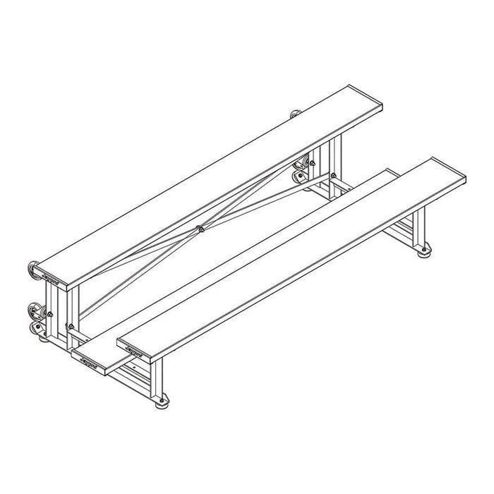 Jaypro Indoor Bleacher - 7-1/2 ft. (2 Row - Single Foot Plank) - Tip & Roll BLCH-275TRG