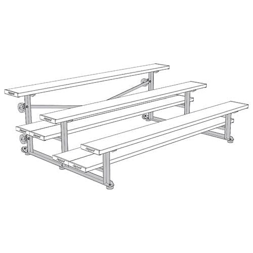 Jaypro Indoor Bleacher - 7-1/2 ft. (3 Row - Double Foot Plank) - Tip & Roll BLDP-375TRG