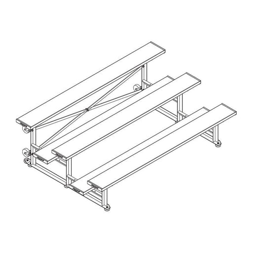 Jaypro Indoor Bleacher - 7-1/2 ft. (3 Row - Single Foot Plank) - Tip & Roll BLCH-375TRG