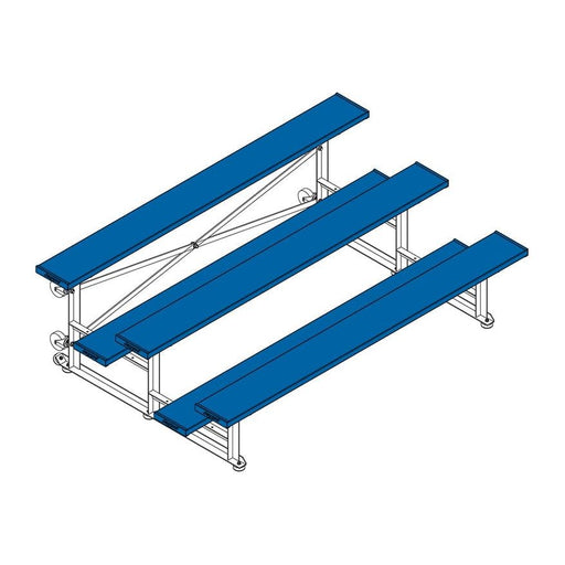 Jaypro Indoor Bleacher - 7-1/2 ft. (3 Row - Single Foot Plank) - Tip & Roll (Powder Coated) BLCH-375TRGPC