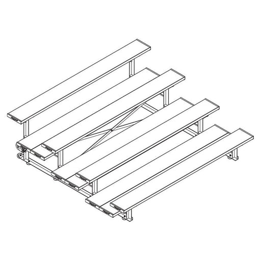 Jaypro Indoor Bleacher - 7-1/2 ft. (4 Row - Double Foot Plank) - Tip & Roll BLDP-475TRG