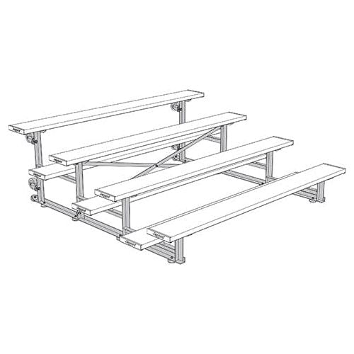 Jaypro Indoor Bleacher - 7-1/2 ft. (4 Row - Single Foot Plank) - Tip & Roll BLCH-475TRG