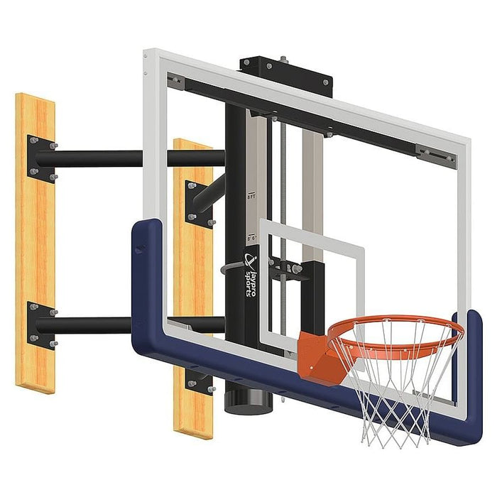 Jaypro Wall-Mounted Shooting Station (Indoor) 72 in. Glass Backboard w/ Height Adjuster WMWH