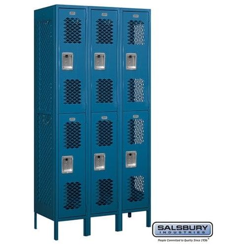 Salsbury 12" Wide Double Tier Vented Metal Locker 36" W x 78" H x 12" D (Unassembled)