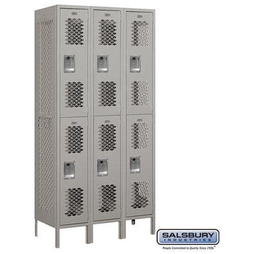 Salsbury 12" Wide Double Tier Vented Metal Locker 36" W x 78" H x 12" D (Unassembled)