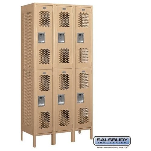 Salsbury 12" Wide Double Tier Vented Metal Locker 36" W x 78" H x 15" D (Unassembled)