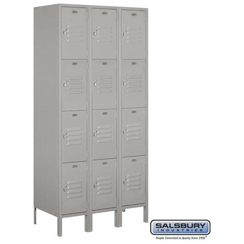 Salsbury 12" Wide Four Tier Standard Metal Locker 36" W x 78" H x 18" D (Unassembled)