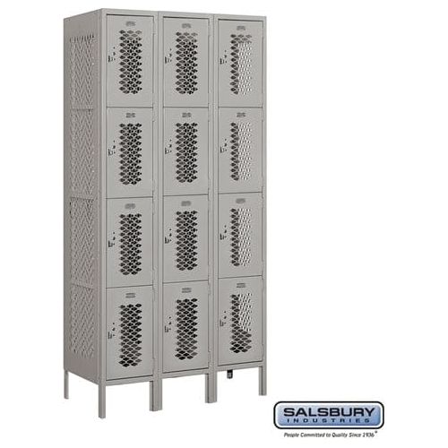 Salsbury 12" Wide Four Tier Vented Metal Locker 36" W x 78" H x 12" D (Unassembled)