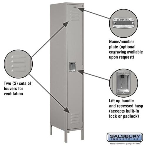 Salsbury 12" Wide Single Tier Standard Metal Locker 12" W x 78" H x 12" D (Unassembled)