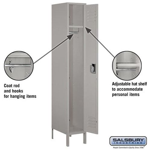 Salsbury 12" Wide Single Tier Standard Metal Locker 12" W x 78" H x 15" D (Unassembled)