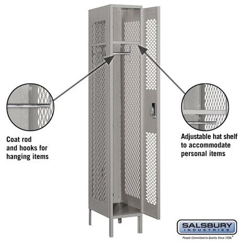 Salsbury 12" Wide Single Tier Vented Metal Locker 12" W x 78" H x 12" D (Unassembled)