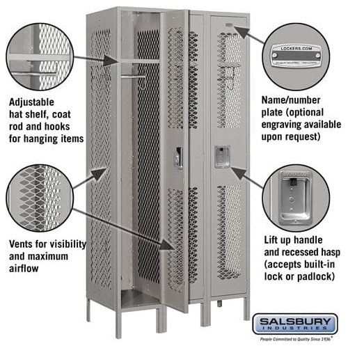 Salsbury 12" Wide Single Tier Vented Metal Locker 36" W x 78" H x 12" D (Unassembled)