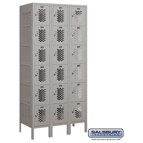 Salsbury 12" Wide Six Tier Box Style Vented Metal Locker 36" W x 78" H x 12" D (Unassembled)