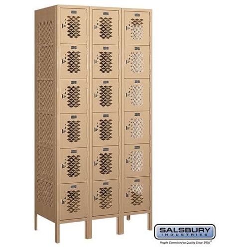 Salsbury 12" Wide Six Tier Box Style Vented Metal Locker 36" W x 78" H x 15" D (Unassembled)