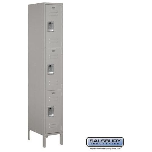 Salsbury 12" Wide Triple Tier Standard Metal Locker 12" W x 78" H x 12" D (Unassembled)