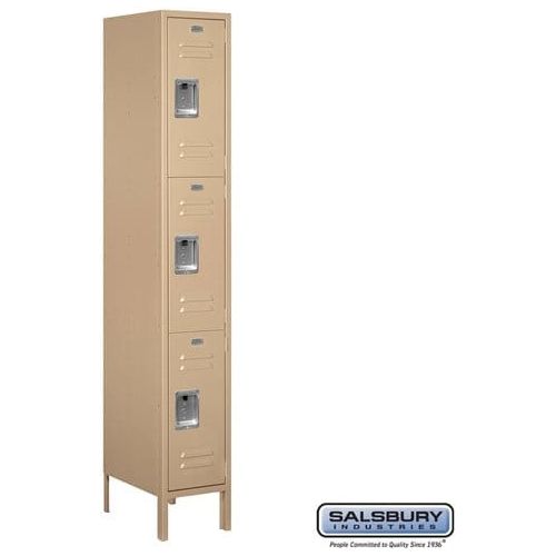 Salsbury 12" Wide Triple Tier Standard Metal Locker  12" W x 78" H x 18" D (Unassembled)