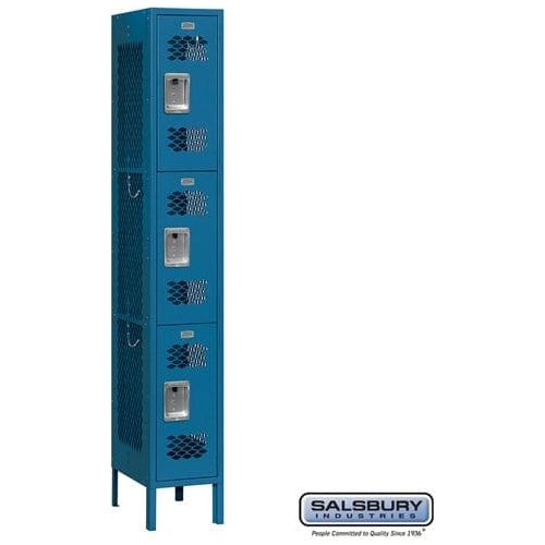 Salsbury 12" Wide Triple Tier Vented Metal Locker 12" W x 78" H x 12" D (Unassembled)