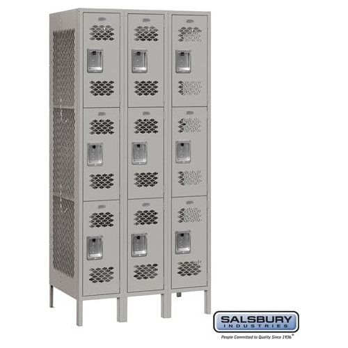 Salsbury 12" Wide Triple Tier Vented Metal Locker 36" W x 78" H x 15" D (Unassembled)