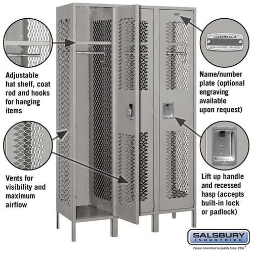 Salsbury 15" Single Tier Vented Metal Locker 45" W x 78" H x 18" D (Unassembled)