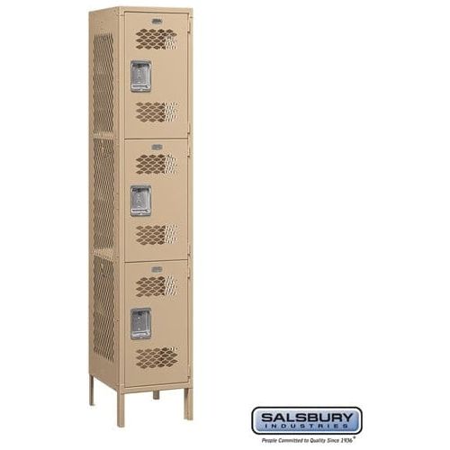 Salsbury 15" Triple Tier Vented Metal Locker 15" W x 78" H x 15" D (Unassembled)