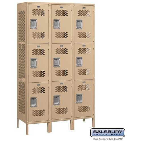 Salsbury 15" Triple Tier Vented Metal Locker 45" W x 78" H x 18" D (Unassembled)