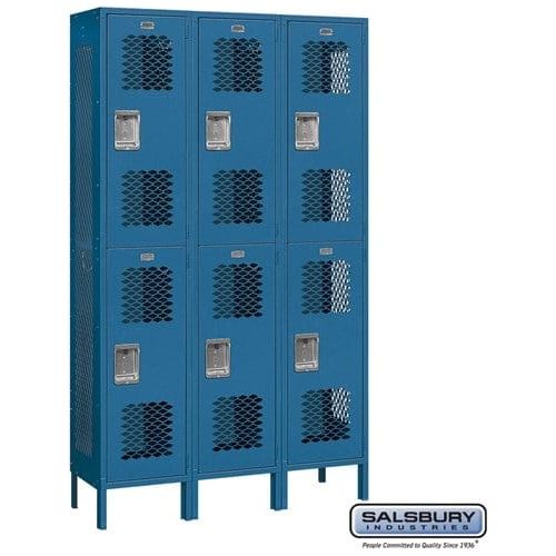 Salsbury 15" Wide Double Tier Vented Metal Locker 45" W x 78" H x 15" D (Unassembled)