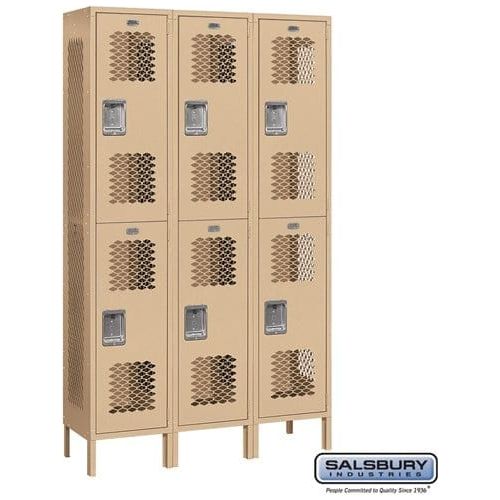 Salsbury 15" Wide Double Tier Vented Metal Locker 45" W x 78" H x 15" D (Unassembled)