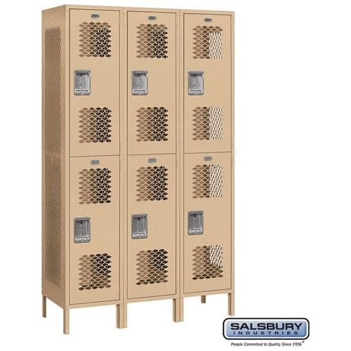 Salsbury 15" Wide Double Tier Vented Metal Locker 45" W x 78" H x 18" D (Unassembled)