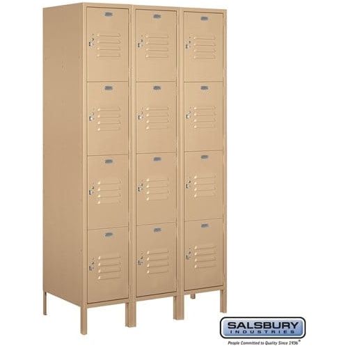 Salsbury 15" Wide Four Tier Standard Metal Locker 45" W x 78" H x 18" D (Unassembled)