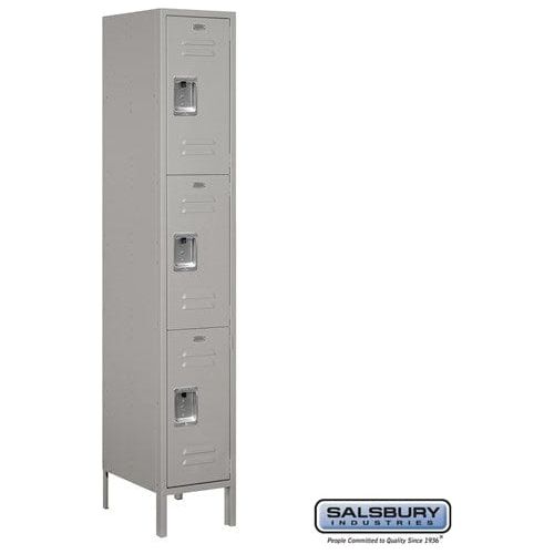 Salsbury 15" Wide Triple Tier Standard Metal Locker 15" W x 78" H x 15" D (Unassembled)